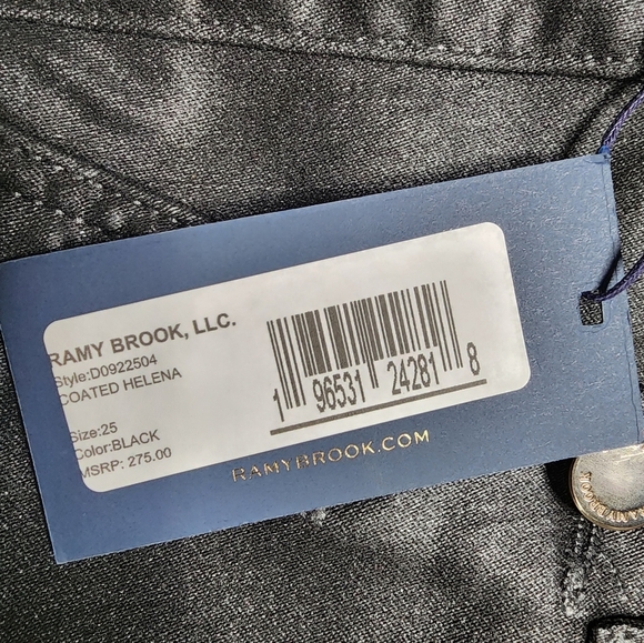 NWT Ramy Brook Black Coated Helena Pants Size 25 - Picture 7 of 12